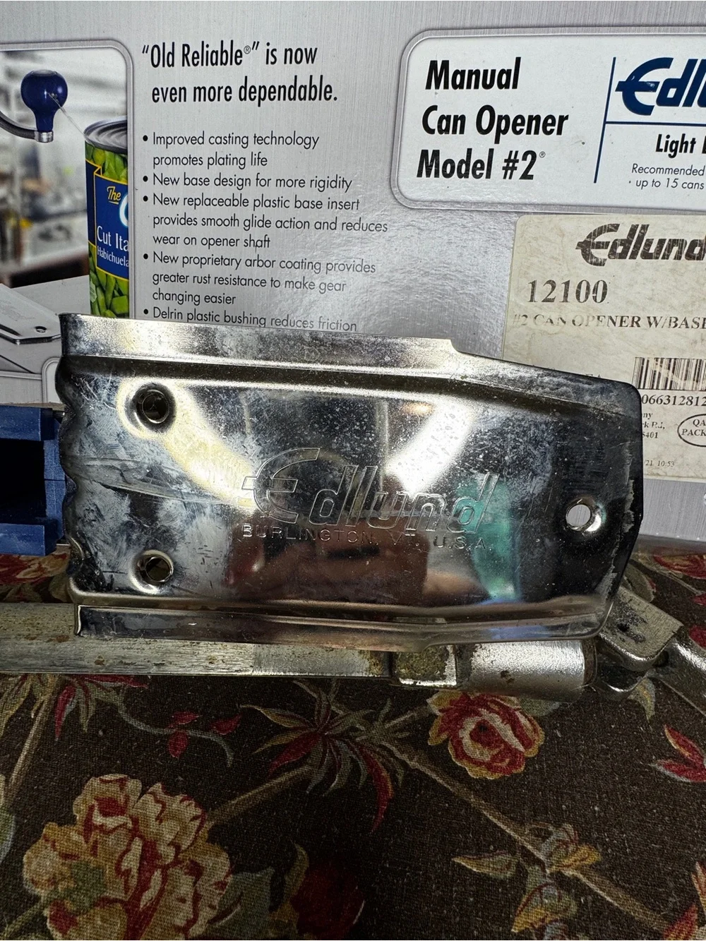 Vintage Edlund Size No 2 Commercial Can Opener Heavy Duty Table Mount Base USA
